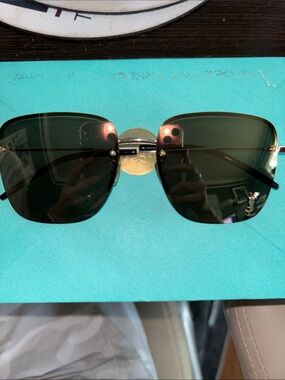 Yves Saint Laurent Rimless Square Sunglasses in Black and Gold